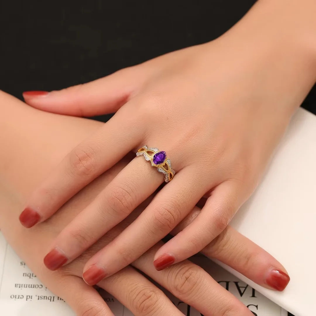 February Amethyst Birthstone Ring