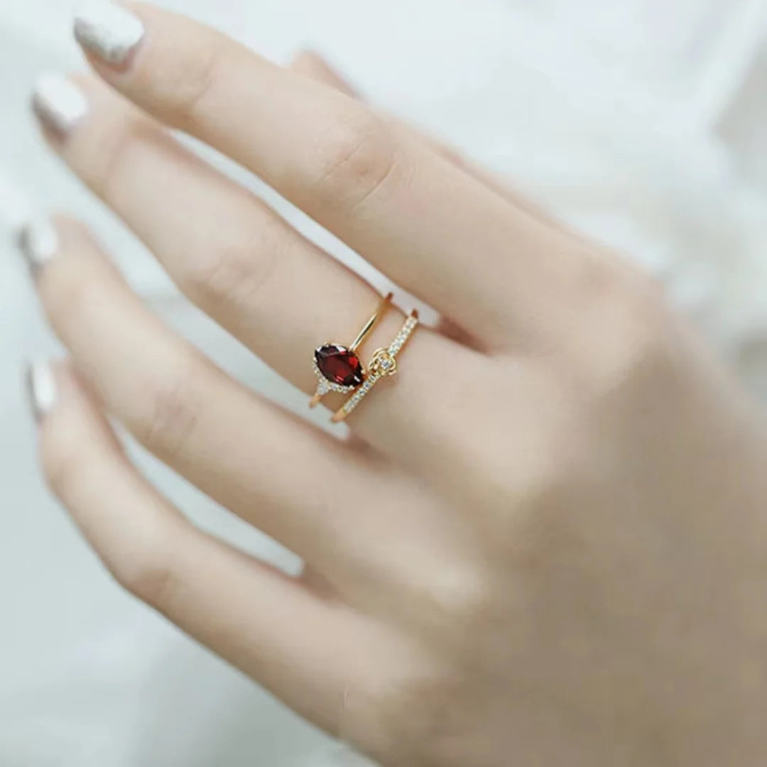 January Garnet Birthstone Ring