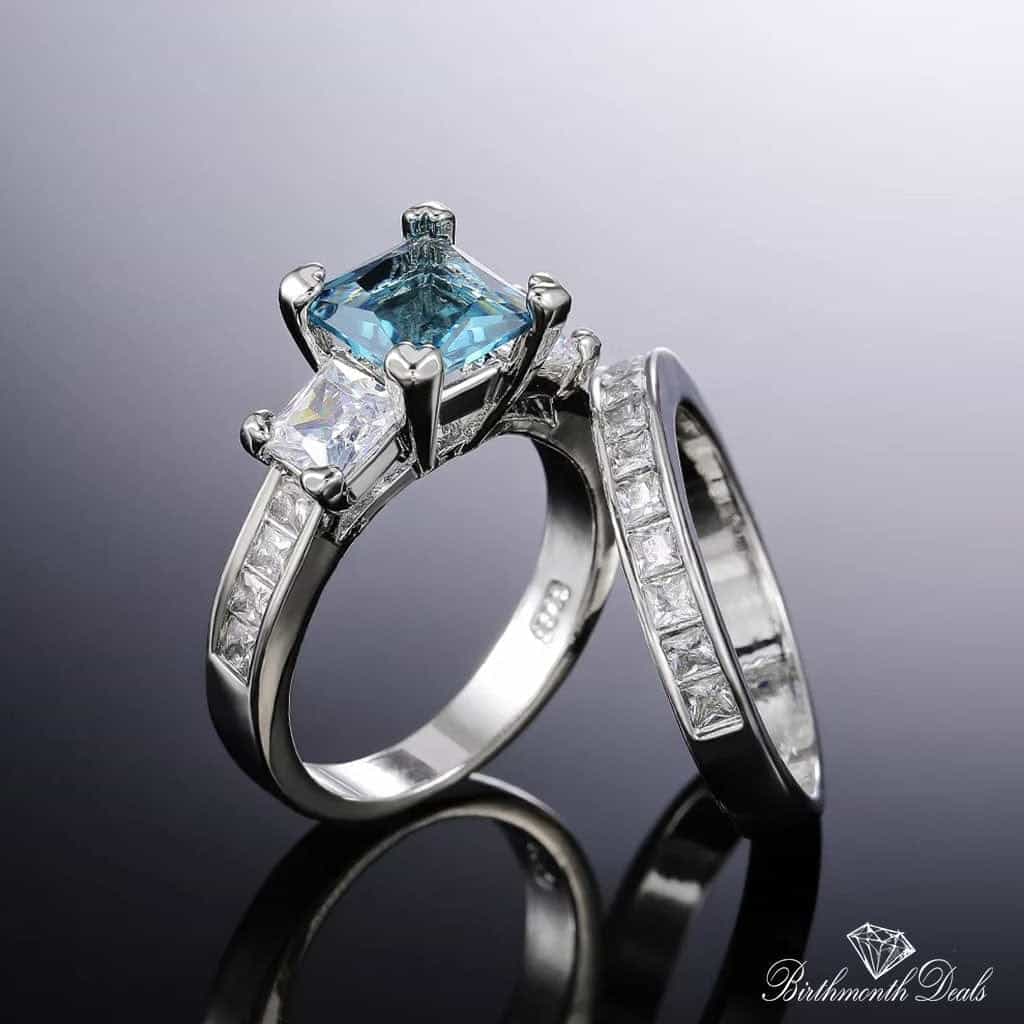 March Aquamarine Birthstone Stacking Ring - Birthmonth Deals