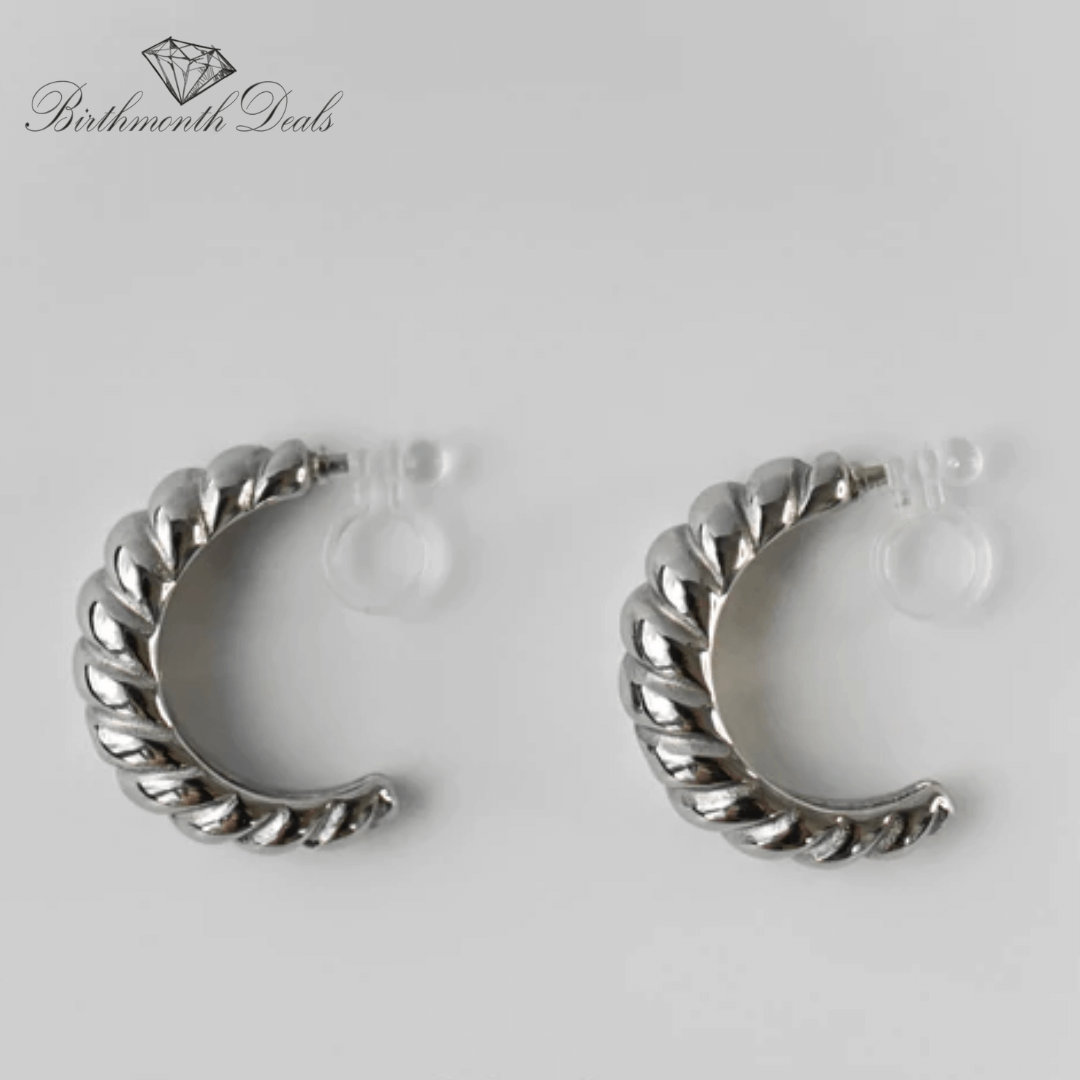 Darlyn Clip-On Hoop Earrings - Silver - Birthmonth Deals