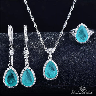 March Aquamarine Birthstone Jewelry Set - Birthmonth Deals
