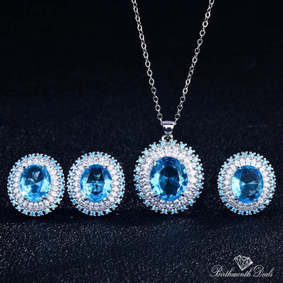 March Aquamarine Birthstone Jewelry Set - Birthmonth Deals