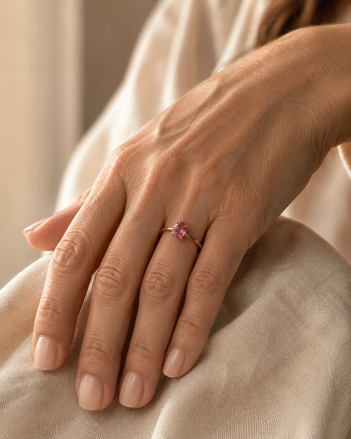Birthstone ring close up