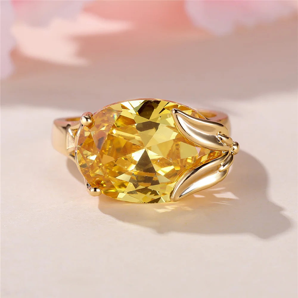 Oval November Citrine Ring