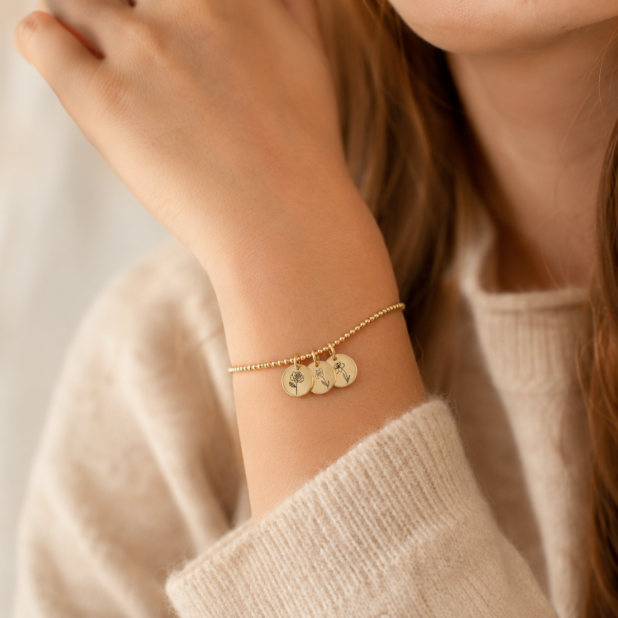 Custom Birth Flower Bracelet | Botanical Birth Month Charm