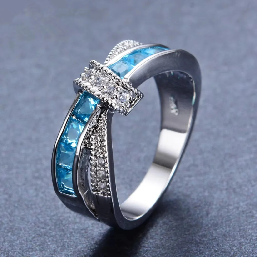 December Zircon Birthstone Bow-Tie Ring