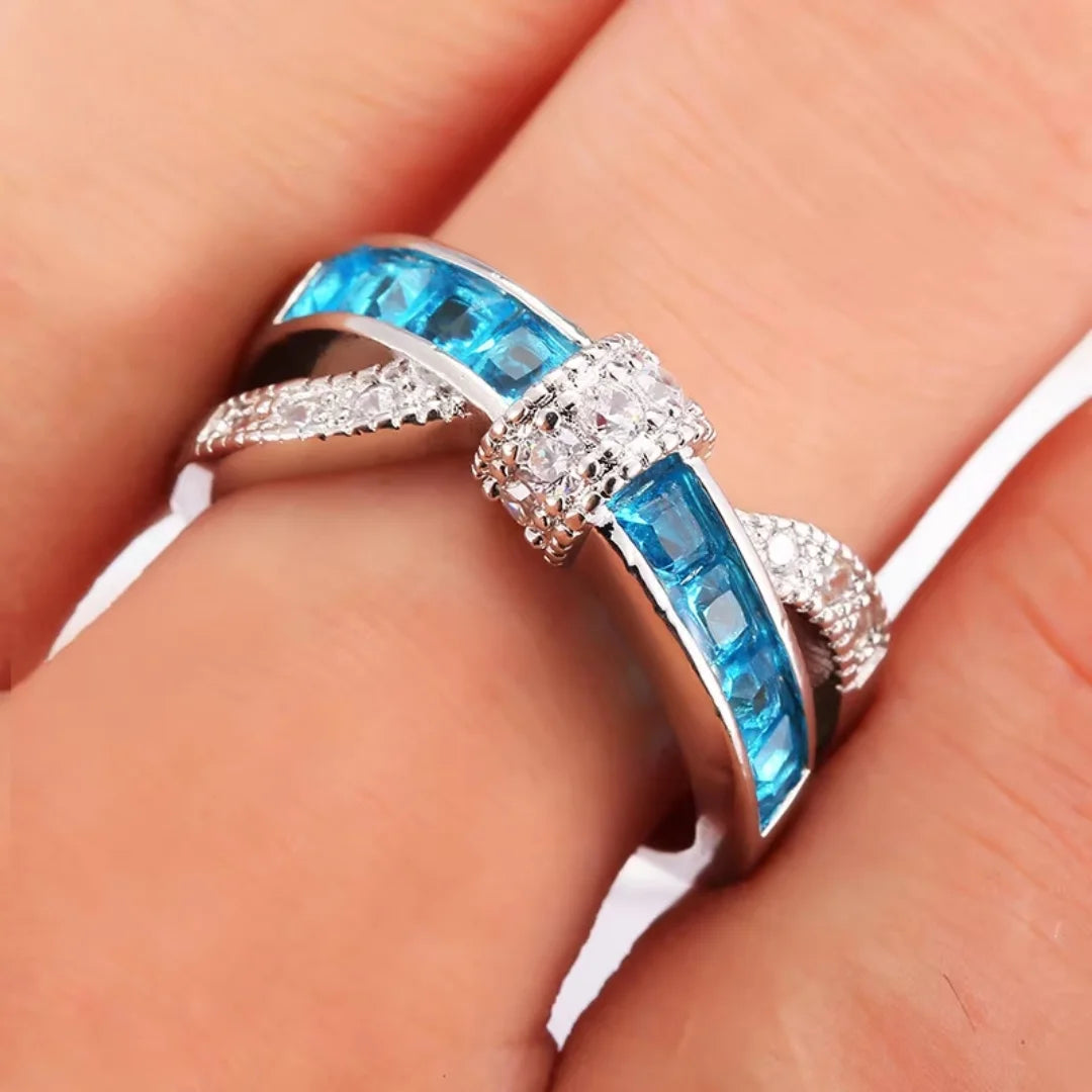 December Zircon Birthstone Bow-Tie Ring