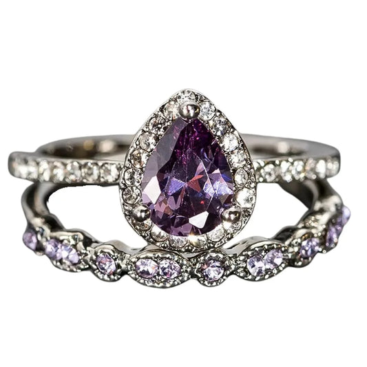 February Amethyst Birthstone Stacking Ring