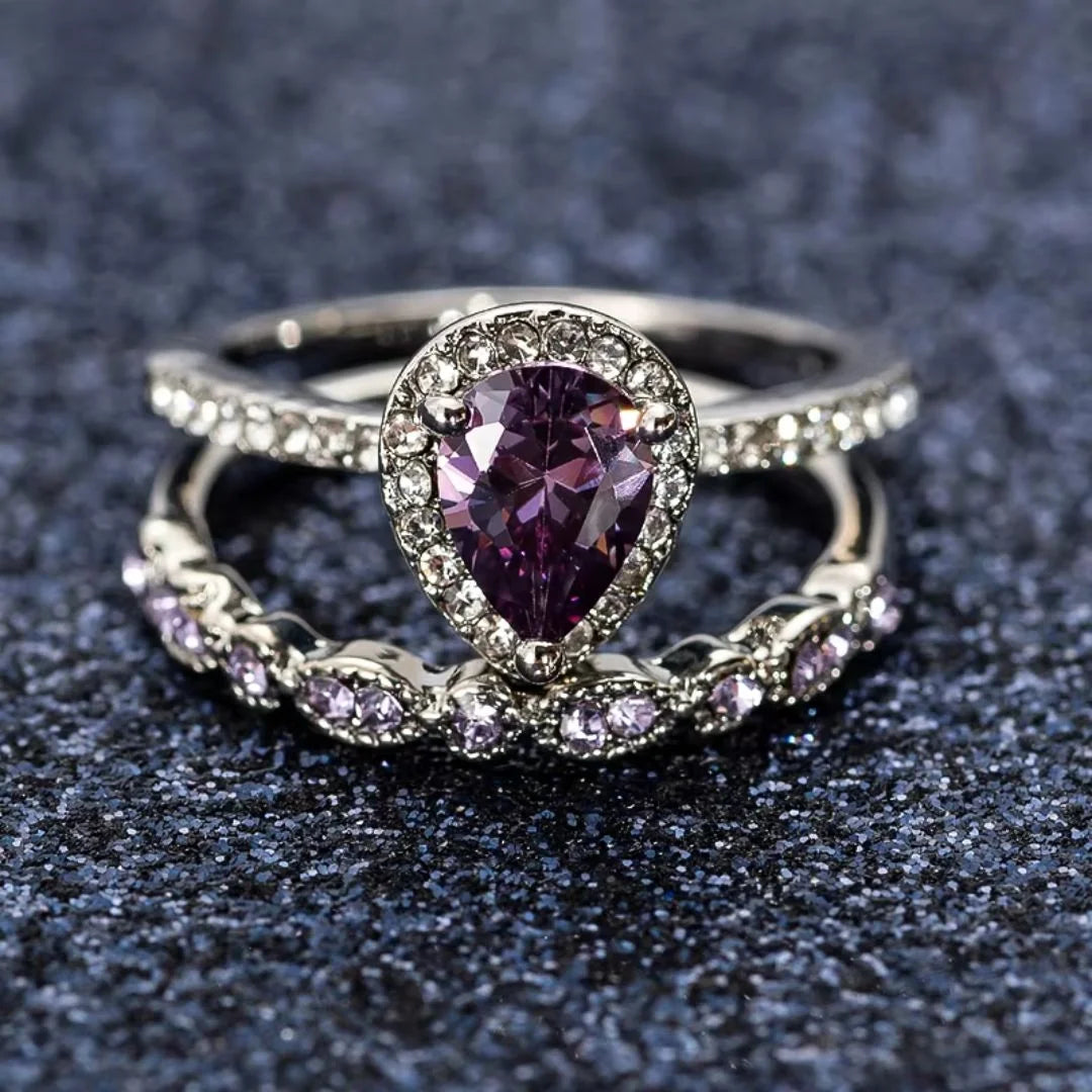 February Amethyst Birthstone Stacking Ring