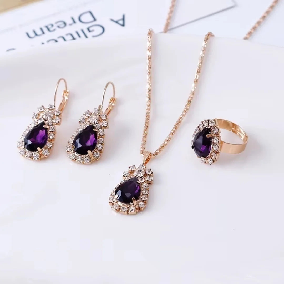 February Amethyst Birthstone Jewelry Set