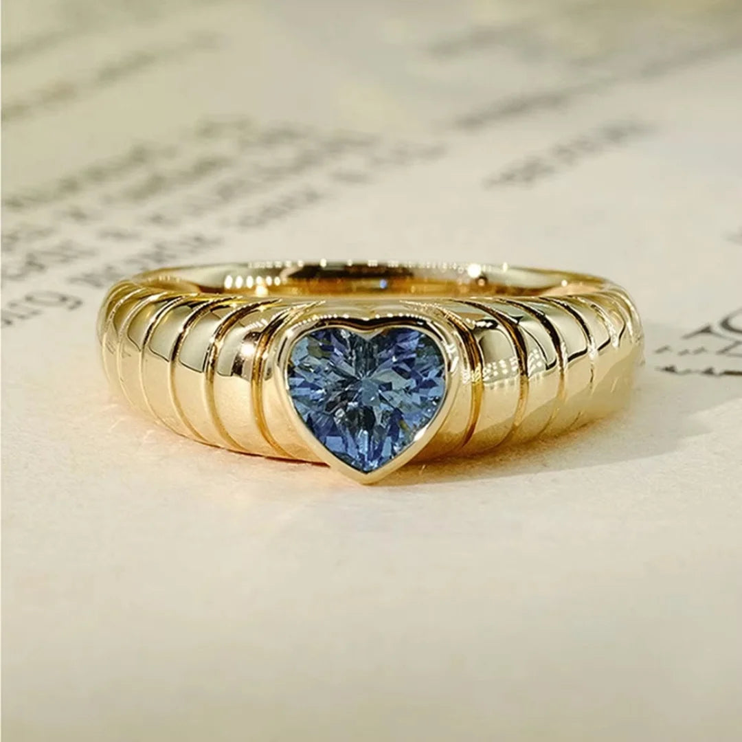 Heart Aquamarine Ring