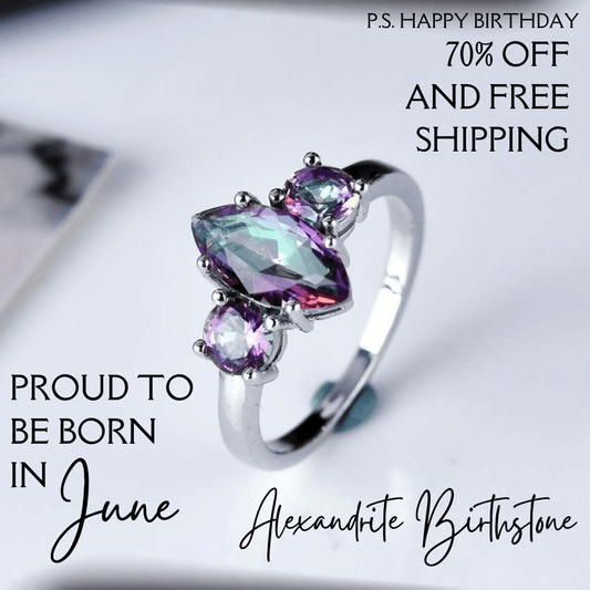 June Alexandrite Birthstone Ring