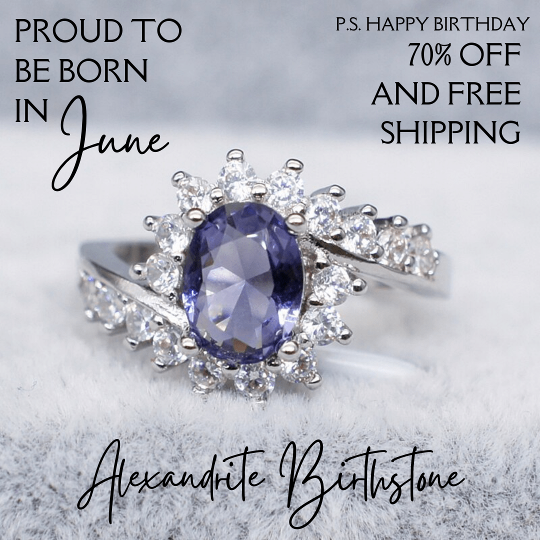 June Alexandrite Birthstone Ring