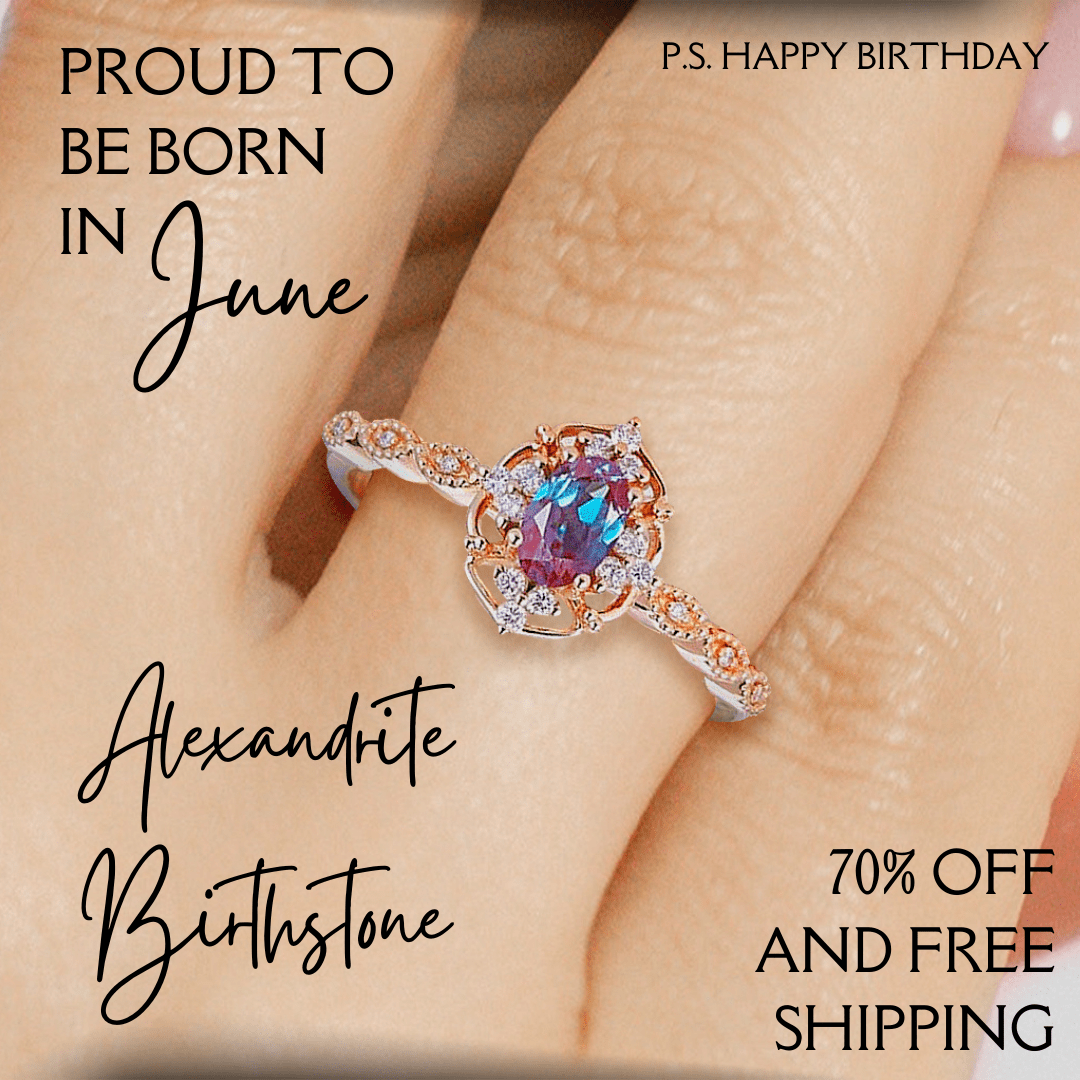 June Alexandrite Birthstone Ring