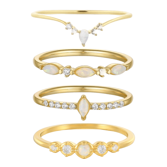 Test - 4 pcs October Opal Stacking Ring