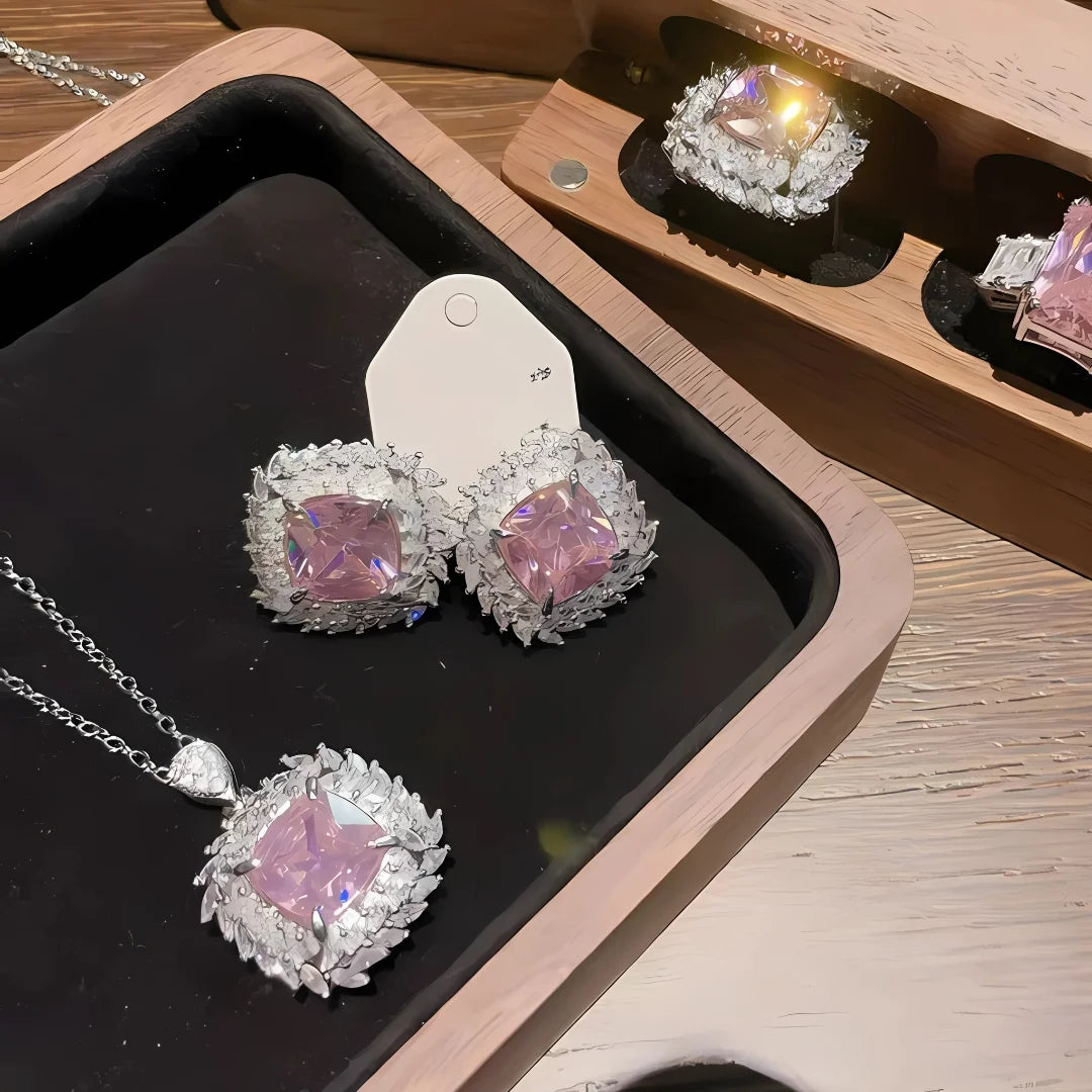 October Pink Tourmaline Birthstone Jewelry Set