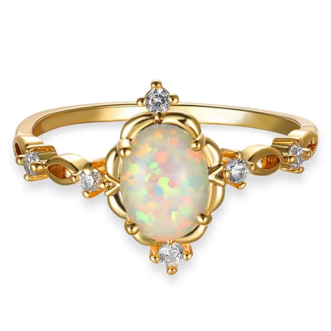 October Opal Birthstone Ring