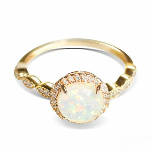 October Opal Birthstone Ring