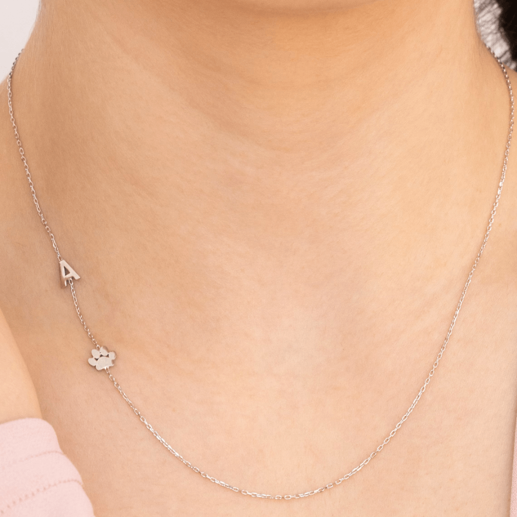 Personalized Paw Initial Necklace