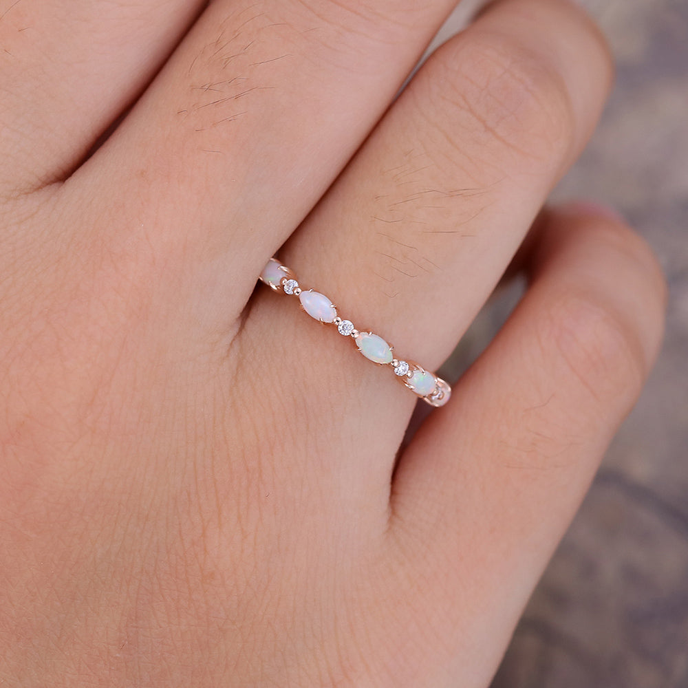 Timeless October Opal Birthstone Ring