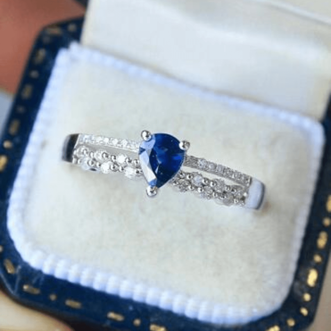 September Sapphire Pear-shaped Birthstone Ring