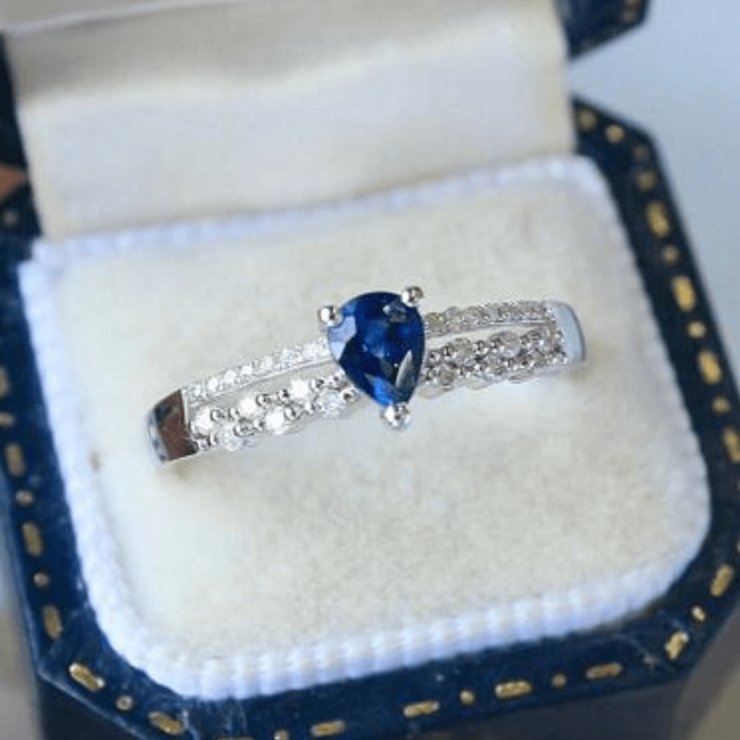 September Sapphire Pear-shaped Birthstone Ring