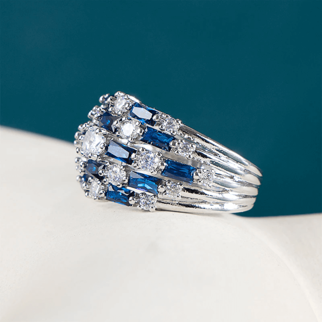 September Sapphire Honey Comb Birthstone Ring