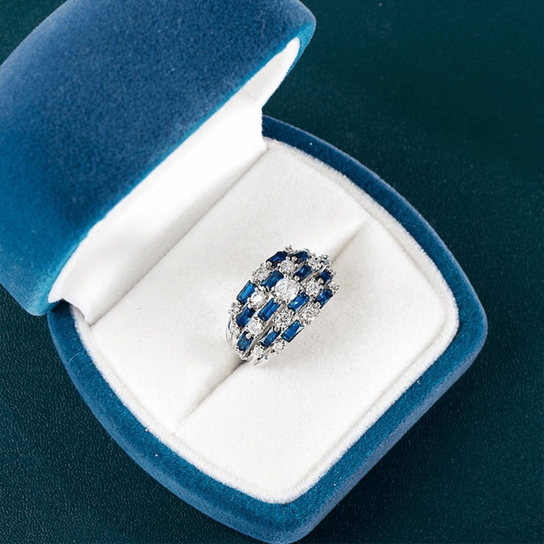 September Sapphire Honey Comb Birthstone Ring