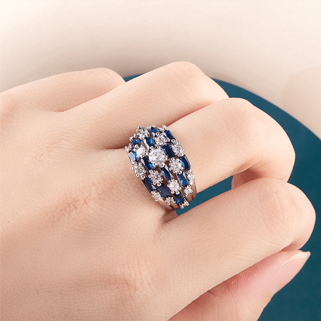 September Sapphire Honey Comb Birthstone Ring