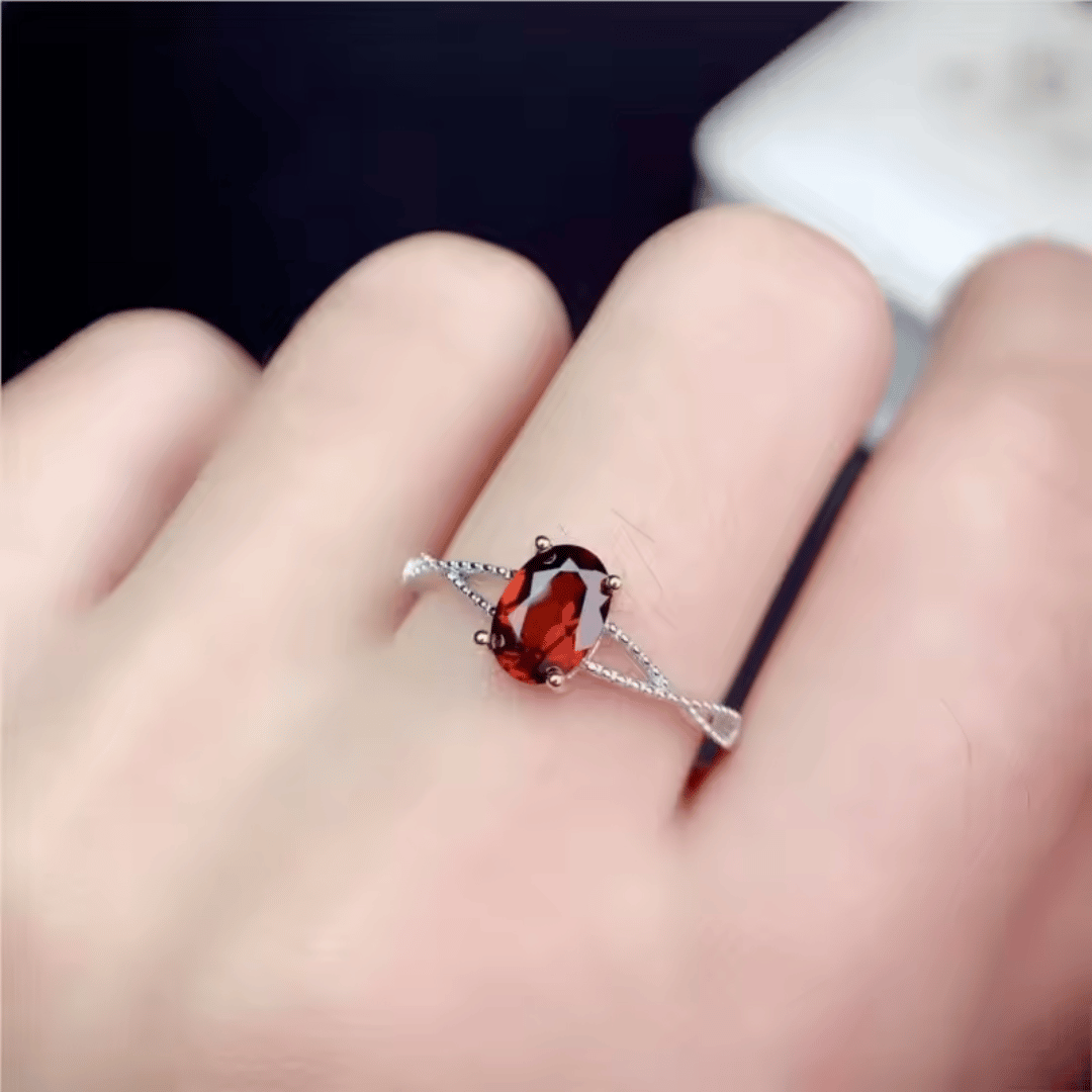 January Garnet Birthstone Ring