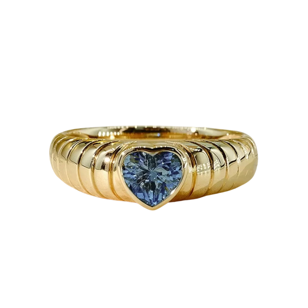 Heart Aquamarine Ring