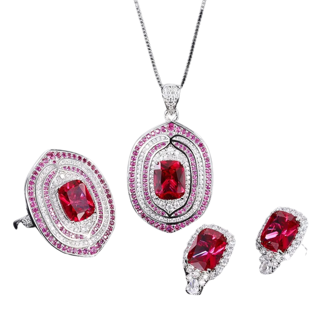 July Ruby Birthstone Jewelry Set