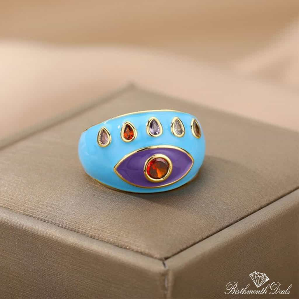 Adjustable Stainless Evil Eye Ring Collection - Birthmonth Deals