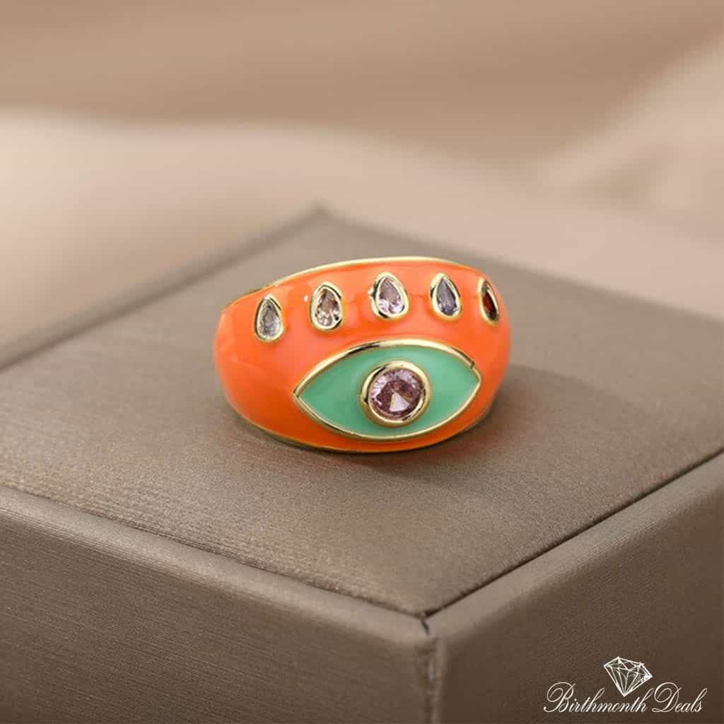 Adjustable Stainless Evil Eye Ring Collection - Birthmonth Deals