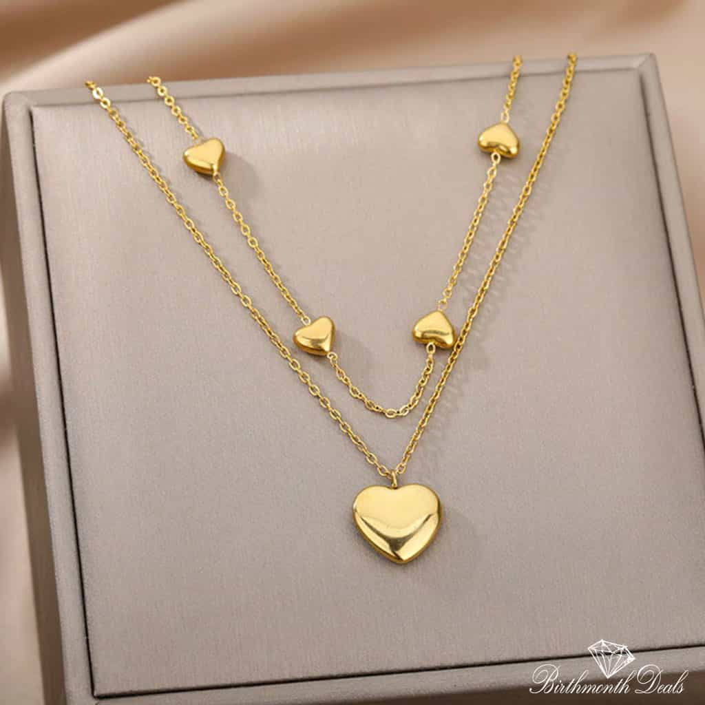 Multi Layered Stainless Necklace in Gold Collection - Birthmonth Deals