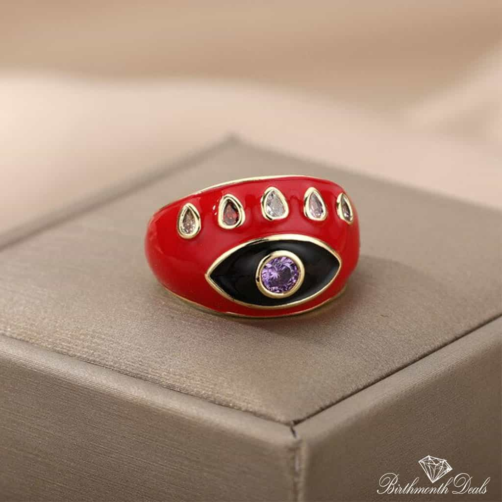 Adjustable Stainless Evil Eye Ring Collection - Birthmonth Deals