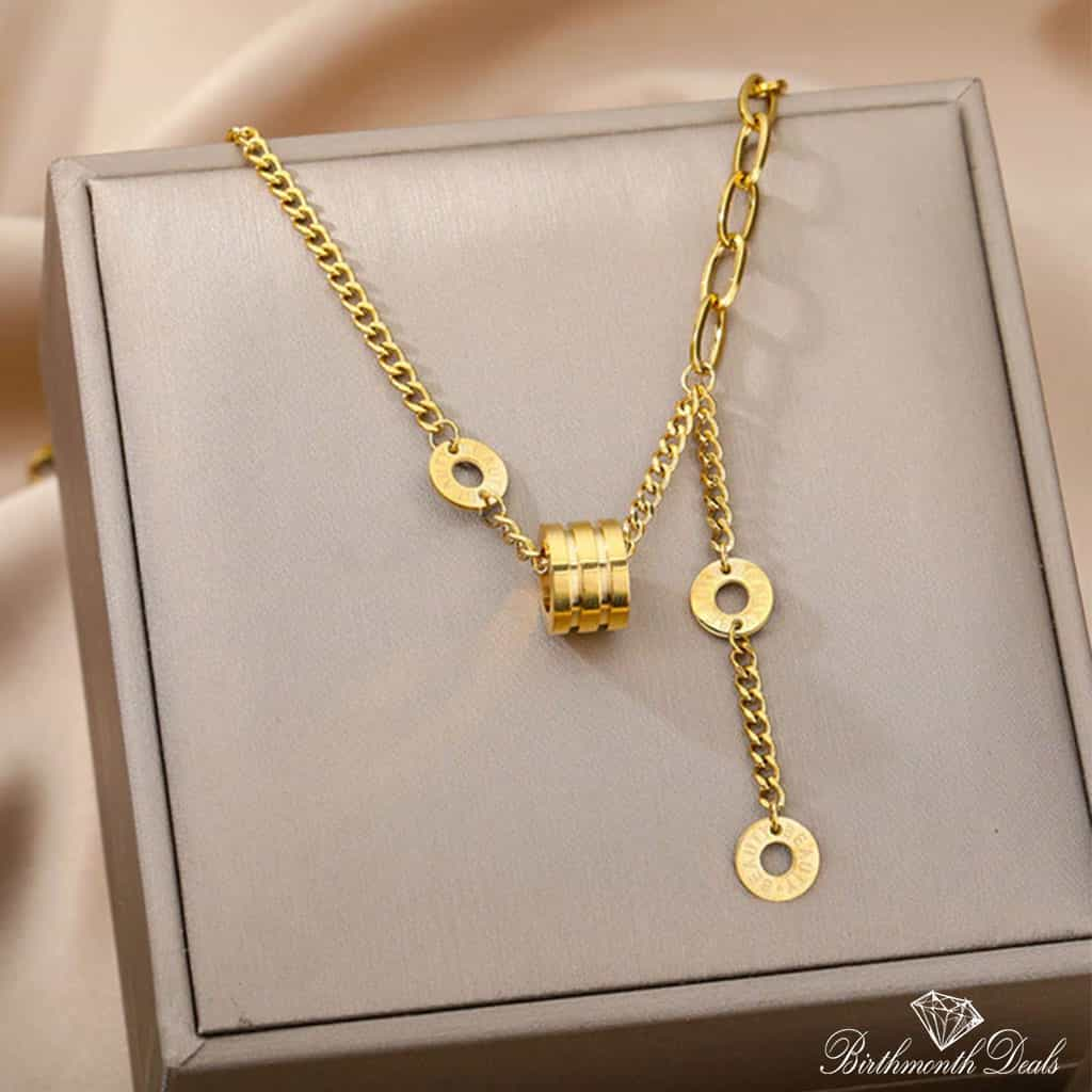 Multi Layered Stainless Necklace in Gold Collection - Birthmonth Deals