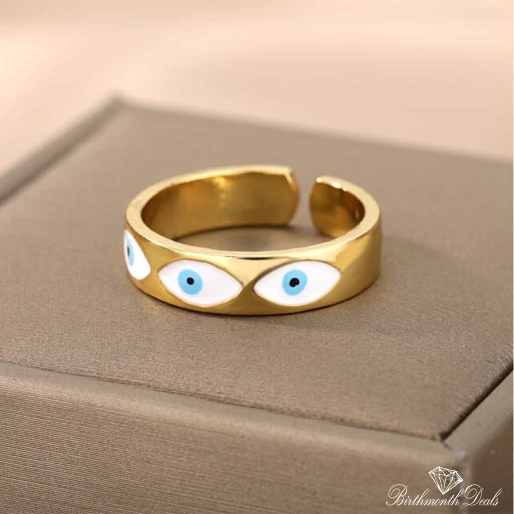 Adjustable Stainless Evil Eye Ring Collection - Birthmonth Deals