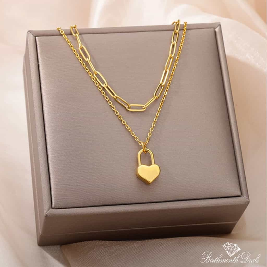 Multi Layered Stainless Necklace in Gold Collection - Birthmonth Deals