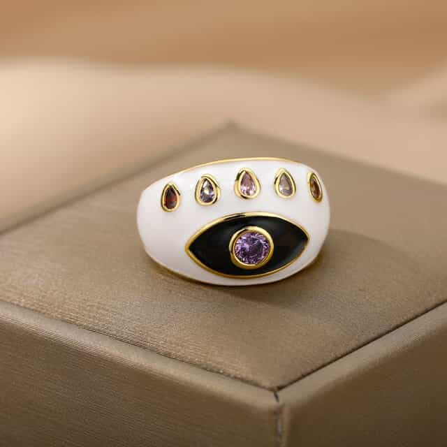 Adjustable Stainless Evil Eye Ring Collection - Birthmonth Deals