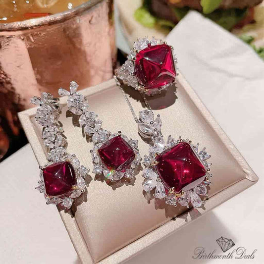 July Ruby Birthstone Jewelry Set - Birthmonth Deals