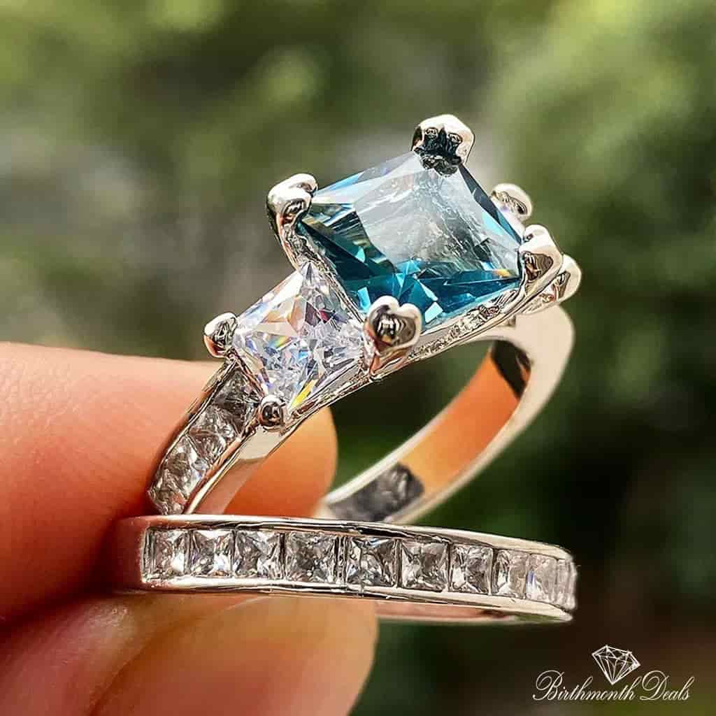 March Aquamarine Birthstone Stacking Ring - Birthmonth Deals