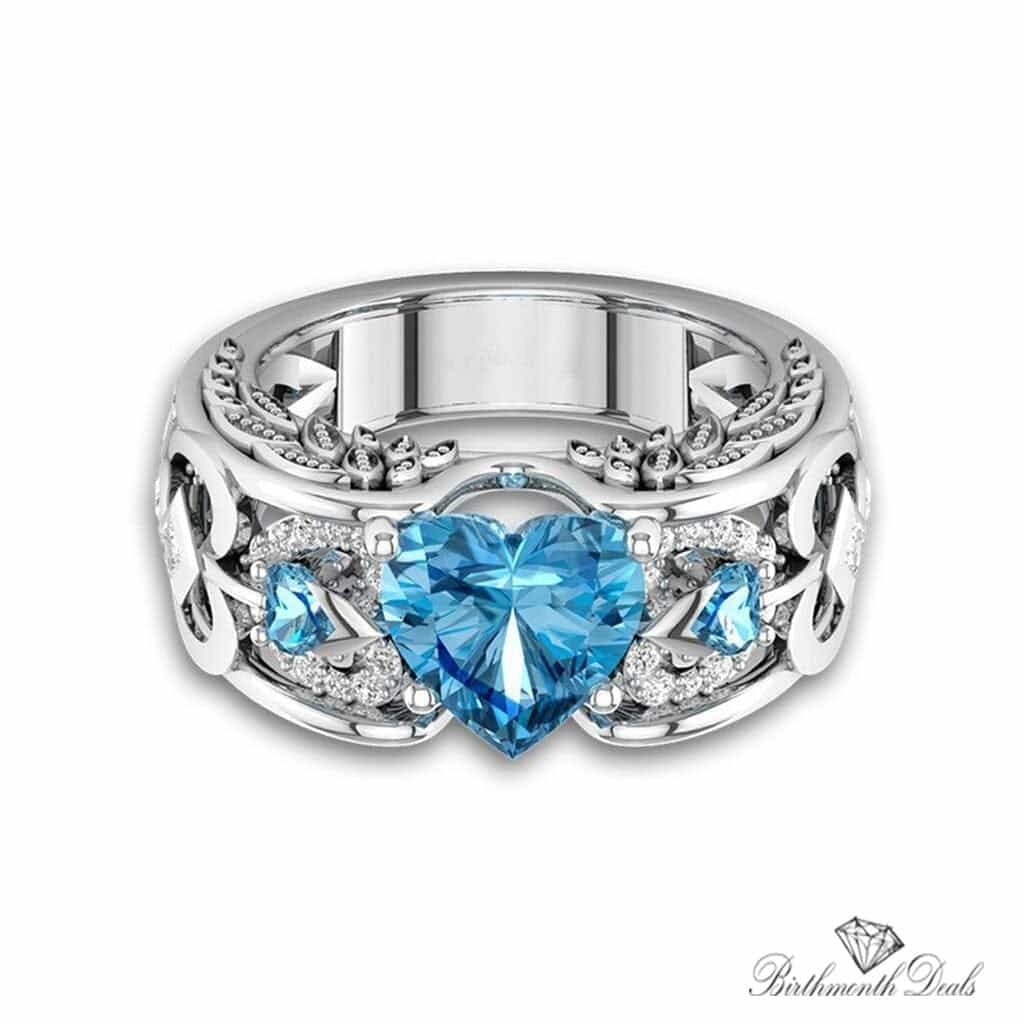 March Aquamarine Birthstone Ring - Birthmonth Deals