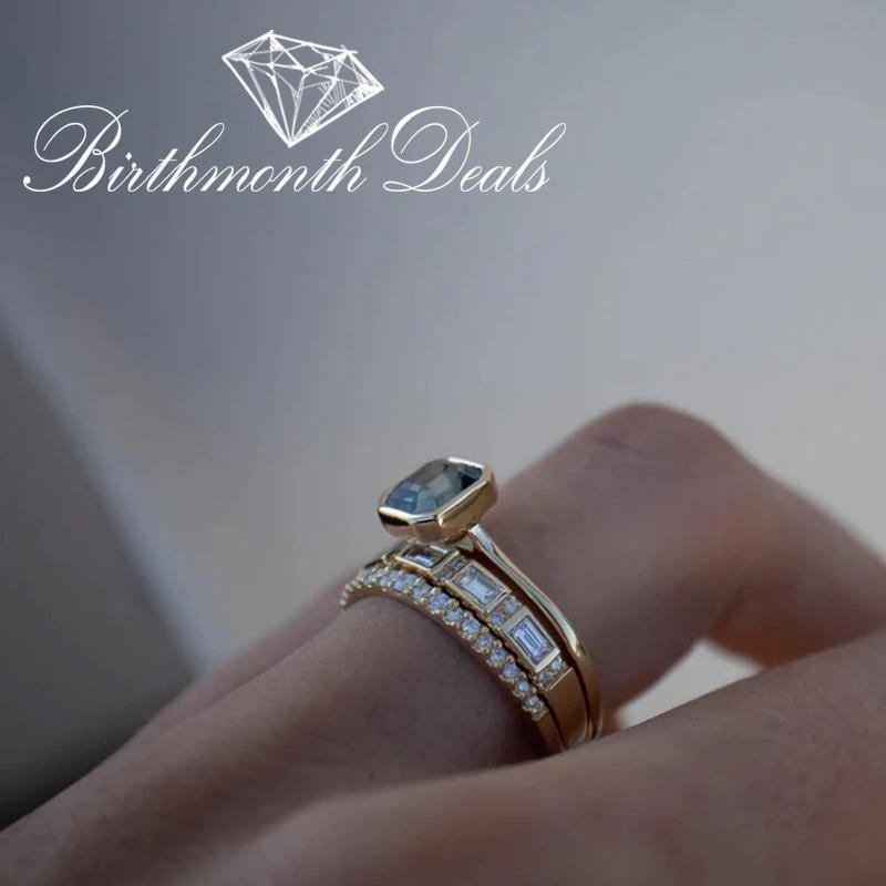 March Aquamarine Birthstone Stacking Ring - Birthmonth Deals