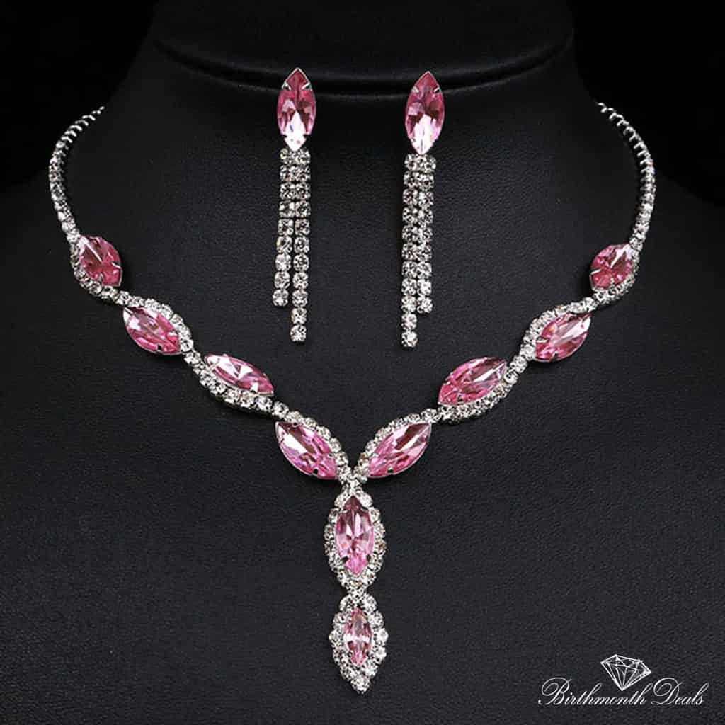 October Pink Tourmaline Birthstone Jewelry Set - Birthmonth Deals