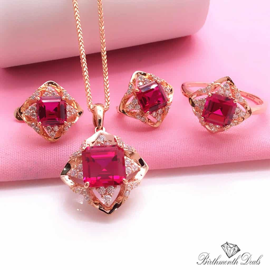 July Ruby Birthstone Jewelry Set - Birthmonth Deals