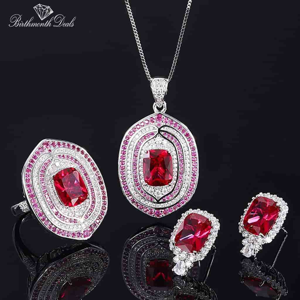 July Ruby Birthstone Jewelry Set - Birthmonth Deals