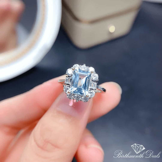 March Aquamarine Birthstone Ring - Birthmonth Deals