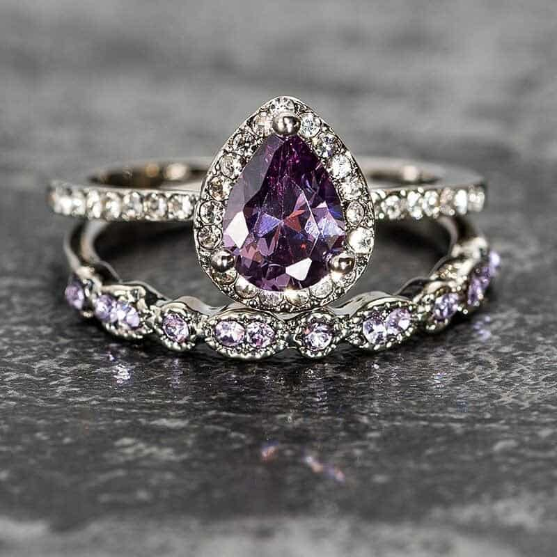 February Amethyst Birthstone Stacking Rings - Birthmonth Deals