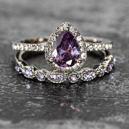 February Amethyst Birthstone Stacking Rings - Birthmonth Deals